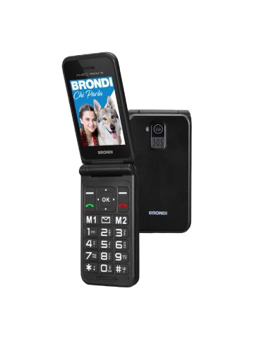 BRONDI AMICO SPECIALE 4G (NERO) - TELEFONO CELLULARE PER ANZIANI - TASTO SOS - TORCIA - CONTROLLO REMOTO - FOTOCAMERA - CONNETTIVITA 4G - DOPPIO DISPLAY