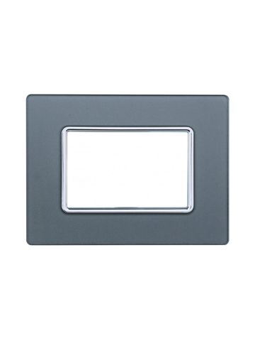 ETTROIT PLACCA IN VETRO 3 MODULI - SERIE SOLAR - SILVER (MT84306) Compatibile BTicino Matix