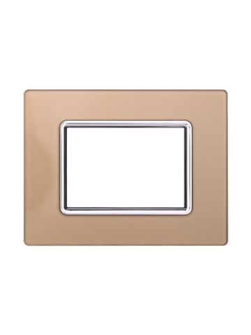ETTROIT PLACCA IN VETRO 3 MODULI - SERIE SPACE - ORO (LN84311) Compatibile BTicino Living