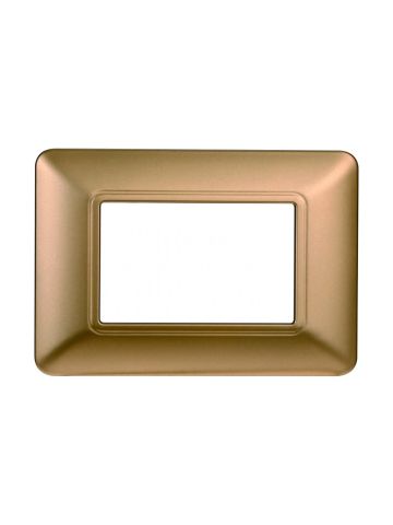 ETTROIT PLACCA IN PLASTICA 3 MODULI - SERIE SOLAR - ORO (MT83311) Compatibile BTicino Matix