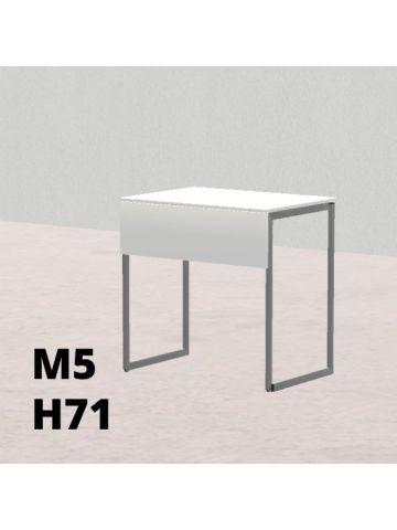 TAVOLO PINO R 50x70cm H71cm, struttura grigia con ruote, piano in melamina bianco T.TRPR.M.5070.M5rGC.BB