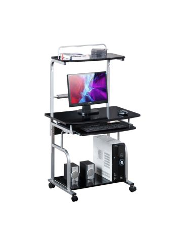 TECHLY ICA-TB 7800BK - SCRIVANIA MOBILE CON PIANO TASTIERA ESTRAIBILE - NERO LUCIDO