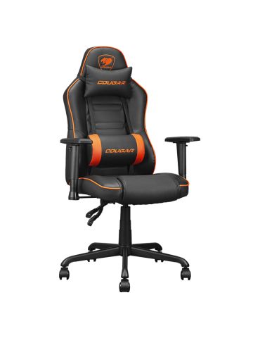COUGAR FUSION S (BLACK/ORANGE) - SEDIA GAMING - RIVESTIMENTO SIMILPELLE - BRACCIOLI 2D