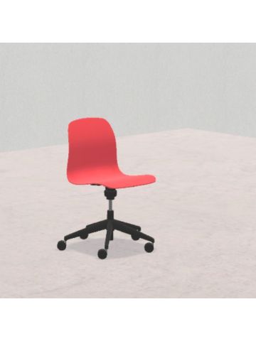 SEDIA PIOPPO Hda 38 a 46cm, struttura nera con ruote, scocca rossa  SD.GIRO.5r.RS