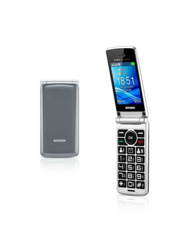 BRONDI AMICO SINCERO (GRIGIO) - TELEFONO CELLULARE PER ANZIANI - TASTO SOS - TORCIA - CONTROLLO REMOTO - ANNUNCIO VOCALE - FOTOCAMERA