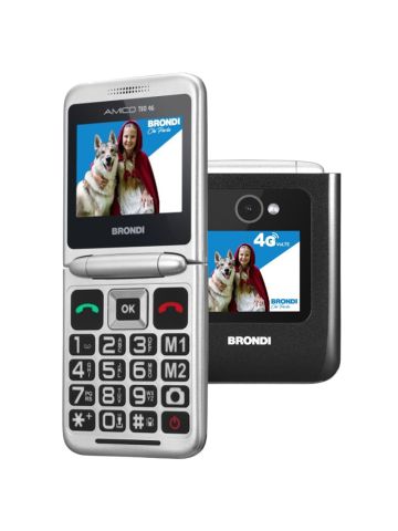 BRONDI AMICO TUO 4G (NERO) - TELEFONO CELLULARE PER ANZIANI - TASTO SOS - CONTROLLO REMOTO - DOPPIO DISPLAY