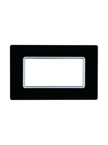 ETTROIT PLACCA IN VETRO 4 MODULI - SERIE SOLAR - NERO (MT84402) Compatibile BTicino Matix