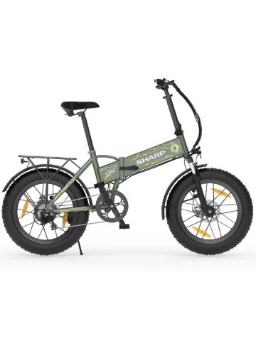 SHARP BILBAO (BK-FS08E-GY) FOLDABLE FAT E-BIKE (YELLOW/GREEN) - BICICLETTA ELETTRICA - RUOTE 20""X4"" - MOTORE 250W 36V - BATTERIA 36V 10AH CERTIFICATA - TELAIO IN ALLUMINIO - AUTONOMIA FINO AD 80KM - FORCELLA AMMORTIZZATA