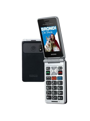 BRONDI AMICO SUPER TV (GUNMETAL GREY) - TELEFONO CELLULARE PER ANZIANI - TASTO SOS - CONTROLLO REMOTO - DOPPIO DISPLAY