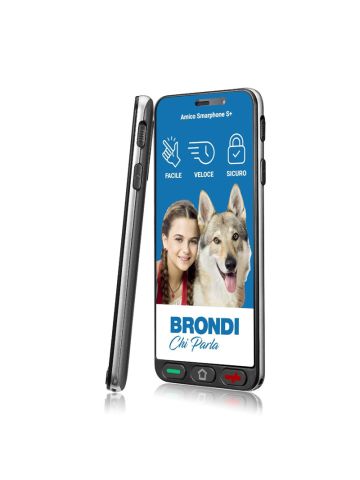 BRONDI AMICO SMARTPHONE S+B (NERO) - SMARTPHONE PER ANZIANI - TASTO SOS - TORCIA - CONTROLLO REMOTO - FOTOCAMERA - CONNETTIVITA 4G - BASE DI RICARICA