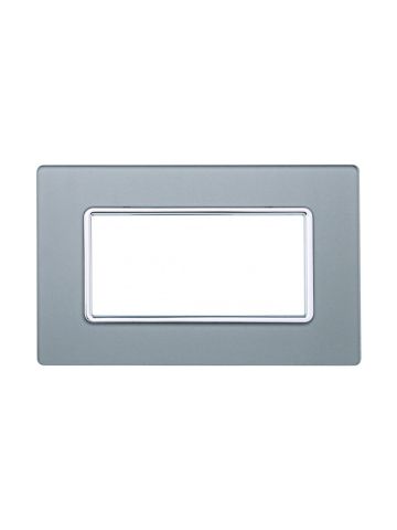 ETTROIT PLACCA IN VETRO 4 MODULI - SERIE SOLAR - SILVER (MT84406) Compatibile Compatibile BTicino Matix