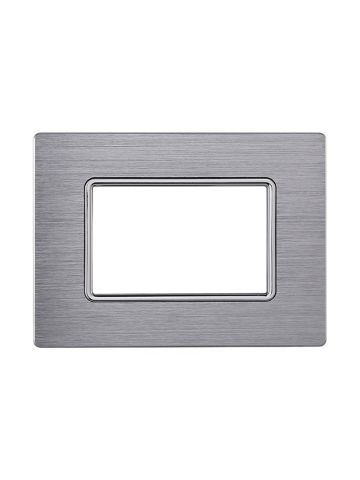 ETTROIT PLACCA IN ALLUMINIO 3 MODULI - SERIE SOLAR - ARGENTO LUCIDO (MT86317) Compatibile BTicino Matix