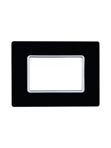 ETTROIT PLACCA IN VETRO 3 MODULI - SERIE SOLAR - NERO (MT84302) Compatibile BTicino Matix