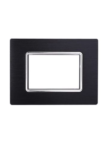 ETTROIT PLACCA IN ALLUMINIO 3 MODULI - SERIE SPACE - NERO (LN86302)