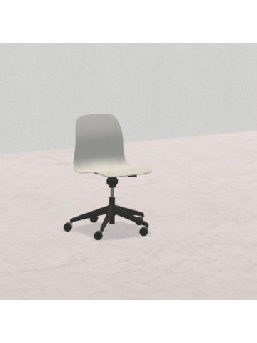 SEDIA PIOPPO Hda 38 a 46cm, struttura nera con ruote, scocca grigio chiaro SD.GIRO.5r.GC