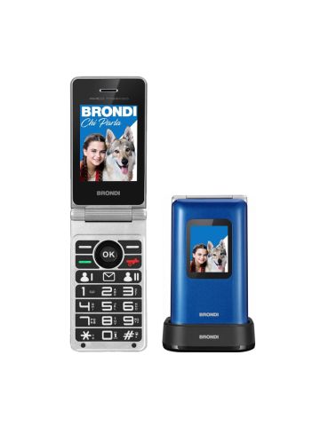 BRONDI AMICO PREZIOSO (BLU) - TELEFONO CELLULARE PER ANZIANI - TASTO SOS - CONTROLLO REMOTO - DOPPIO DISPLAY