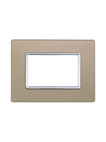 ETTROIT PLACCA IN VETRO 3 MODULI - SERIE SOLAR - ORO (MT84311) Compatibile BTicino Matix