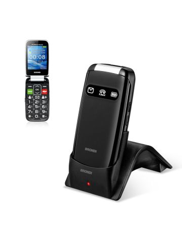 BRONDI AMICO FAVOLOSO (NERO) - TELEFONO CELLULARE PER ANZIANI - TASTO SOS - TORCIA - CONTROLLO REMOTO - ANNUNCIO VOCALE