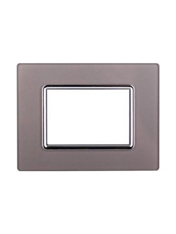 ETTROIT PLACCA IN VETRO 3 MODULI - SERIE SPACE - SILVER (LN84306) Compatibile BTicino Living