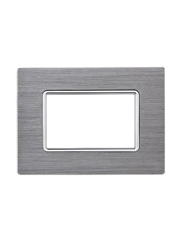 ETTROIT PLACCA IN ALLUMINIO 3 MODULI - SERIE SOLAR - ARGENTO (MT86306) Compatibile BTicino Matix