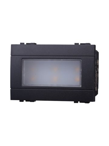 ETTROIT LAMPADA SEGNAPASSO 3 POSTI LED 220V ON/OFF 3000°K - SERIE SPACE - NERO (LN0323) Compatibile BTicino Living