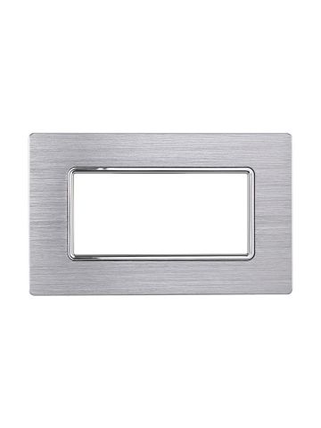 ETTROIT PLACCA IN ALLUMINIO 4 MODULI - SERIE SOLAR - ARGENTO LUCIDO (MT86417) Compatibile BTicino Matix