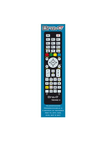 BRAVO TECHNO 3 (92602666) - TELECOMANDO PROGRAMMABILE A 3 BANCHI DI MEMORIA PER TV / VCR / DVD PLAYER / DTT / SKY