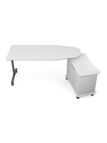 CATTEDRA MODELLO ROVERE 170x70cm h77,7 cm, struttura con ruote e cassettiera, piano melamina bianco T.CTD.M6.M.17070.BB