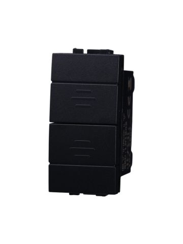 ETTROIT PULSANTE DOPPIO SALISCENDI - SERIE SPACE - NERO (LN1202) Compatibile BTicino Living